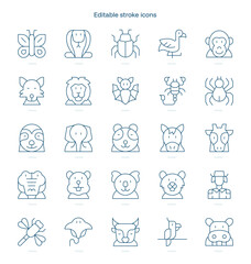 Wildlife stroke icon. Wildlife line icon set. editable stroke icon pack