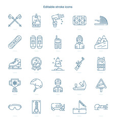 Winter sports stroke icon. Winter sports line icon set. editable stroke icon pack