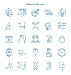 Workout App stroke icon. Workout App line icon set. editable stroke icon pack