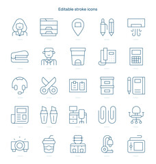 Workplace stroke icon. Workplace line icon set. editable stroke icon pack.