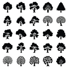 Adobe Tree Silhouettes Collection for Nature, Environment, and Landscaping Artwork