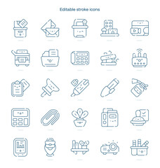 Workplace stroke icon. Workplace line icon set. editable stroke icon pack.