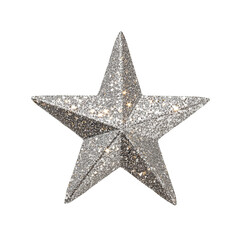 Obraz premium Glittery Silver Star Shape with Sparkle Texture, Isolated on Transparent Background PNG