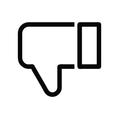 Simple black line thumbs down icon on a white background