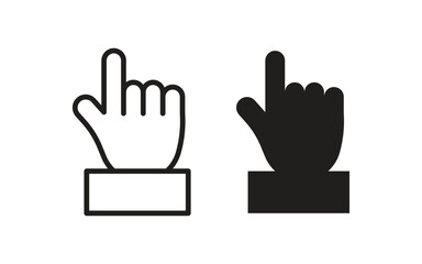 hand icons one outlined and one solid both pointing upwards with index finger