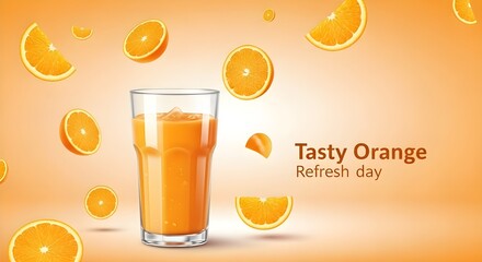 Fresh squeezed juice drink with citrus fruit slices healthy beverage advertisement