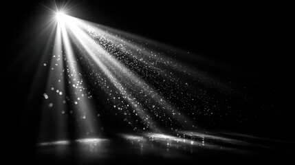 White light beam in dark atmosphere