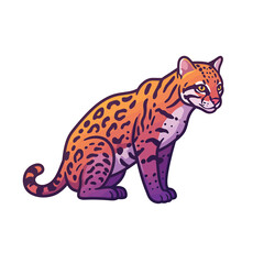 Illustration of a Colorful Jaguar with Distinct Spots, Wildlife Art, Digital Artwork, Vibrant Colors, Stylized Design