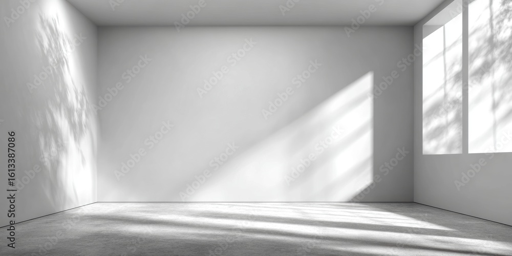 Poster white wall background with shadow for product presentation. minimal white wall background with soft 