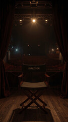 AI image of a luxurious backstage setting behind a theater stage.