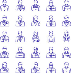 Diverse Business People Avatars, Professional Icon Set