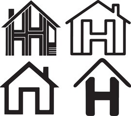 Modern house building logo design silhouette vector illustration