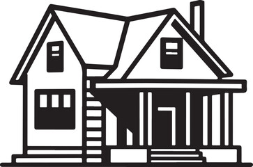 Classic house exterior architectural silhouette design