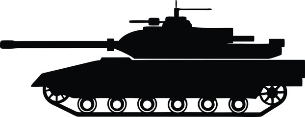 Fototapeta premium Retro WWII Tank Vector Illustration, Military Vehicle Silhouette Collection. Tank Silhouette Vector Illustration