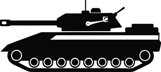 Retro WWII Tank Vector Illustration, Military Vehicle Silhouette Collection. Tank Silhouette Vector Illustration