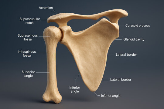 Human Shoulder Anatomy with labels, Illustration