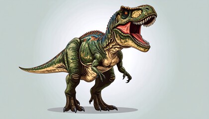 Tyrannosaurus Rex Illustration with Detailed Textures and Roaring Pose Displayed