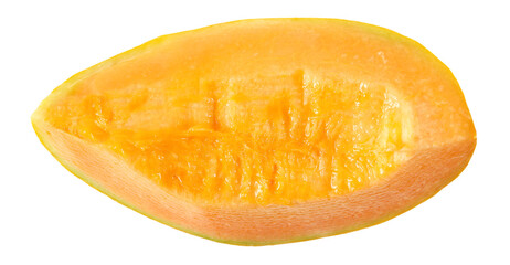 Cantaloupe melon, honeydew slice isolated on white, top view	