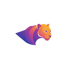 Geometric Panther Illustration: A stylized depiction of a panther, showcasing a vibrant and dynamic design using gradient colors.