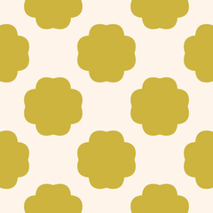 Simple seamless pattern with stylized bold flower silhouettes. Vector floral geometric ornament. Elegant gold and white minimal funky background texture. Repeated geo design for decor, print, textile
