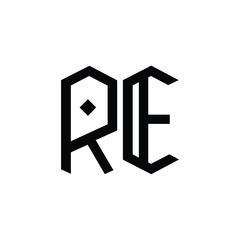 RE monogram logo design letter text name symbol monochrome logotype alphabet character simple logo