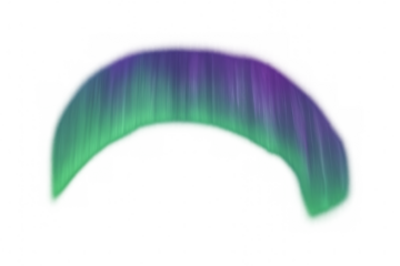 Northern lights painting the night sky with vibrant hues of green and purple, forming a graceful arc against a transparent background