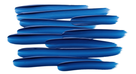 Rich dark blue horizontal brush strokes, varying in thickness with natural watercolor/acrylic texture and imperfections, presented as abstract art against a clean white background with ample copy