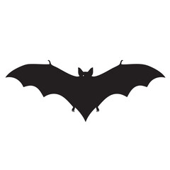 Black silhouette of a bat with outstretched wings and visible claws white animal