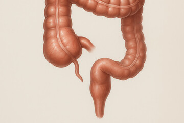 Human Colon Anatomy, Medical Illustration of the Large Intestine, Digestive System Detail, Illustration