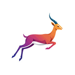 Spectacular Gazelle: Witness the dynamic elegance of a leaping gazelle, its form rendered with a vibrant spectrum of colors, showcasing nature's beauty in graphic artistry.