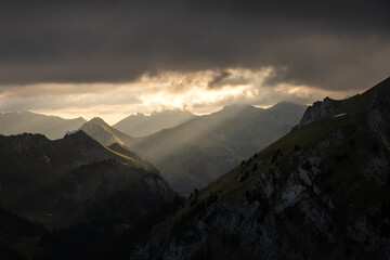 Swiss Alpen Dawn: Dramatic Light and Shadow