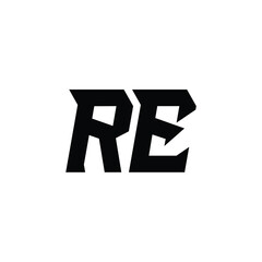 RE monogram logo design letter text name symbol monochrome logotype alphabet character simple logo