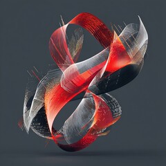 Abstract Ribbon Design on Gray Background