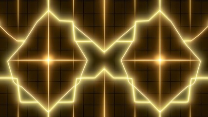 Abstract geometric pattern with glowing yellow lines on a dark tiled background design element