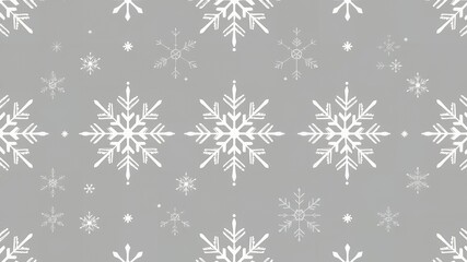 Seamless pattern of white snowflakes on a gray background for winter holidays and christmas themes use