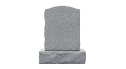 Simple gray gravestone with rounded top isolated on transparent background