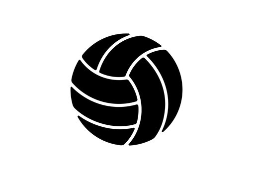 Black and White Volleyball Icon for Athletic Graphics, Ideal for Apparel, Posters, and Online Store Products