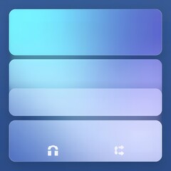 Abstract ui design with stacked rounded rectangles and icons on a blue gradient background theme
