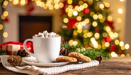 Cozy Christmas Eve: Hot Chocolate and Cookies by the Fireplace