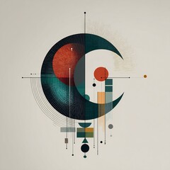 Abstract Geometric Art Composition with Circle Motifs