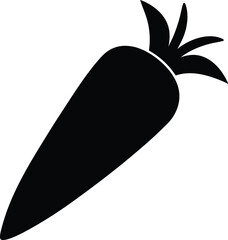 Black Silhouette of a Carrot, Minimalist Carrot Icon Vector Silhouette Illustration