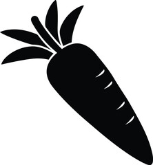 Black Silhouette of a Carrot, Minimalist Carrot Icon Vector Silhouette Illustration