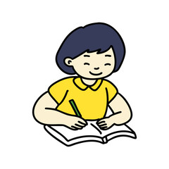 Illustration of a student studying while attending class