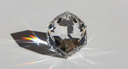 輝く水晶 虹色光彩 精密カット 透明感際立つ. AI Generated