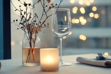Elegant celebration with champagne, candles, and floral decor for a romantic evening