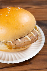 top view chicken hamburger at vertical composition