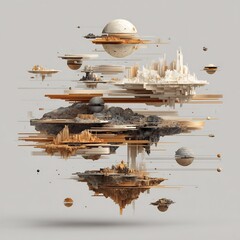 Abstract Floating World Composition