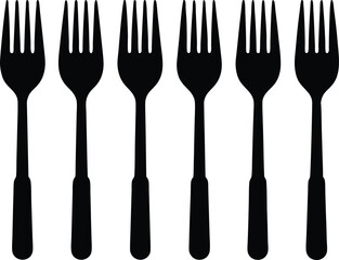 Steel Fork Silhouette Set Vector Collection. Set of Steel Fork silhouettes - Vector Illustrations on White