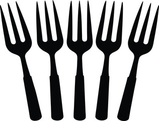 Steel Fork Silhouette Set – Sleek & Scalable Vector Art. Silhouette Cutlery Bundle – Fork, Knife & Spoon Outlines silhouette vector illustration