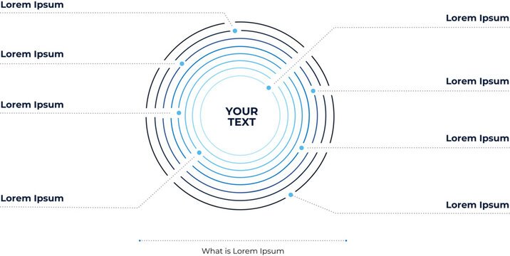 Radial infographic diagram with editable text and lines